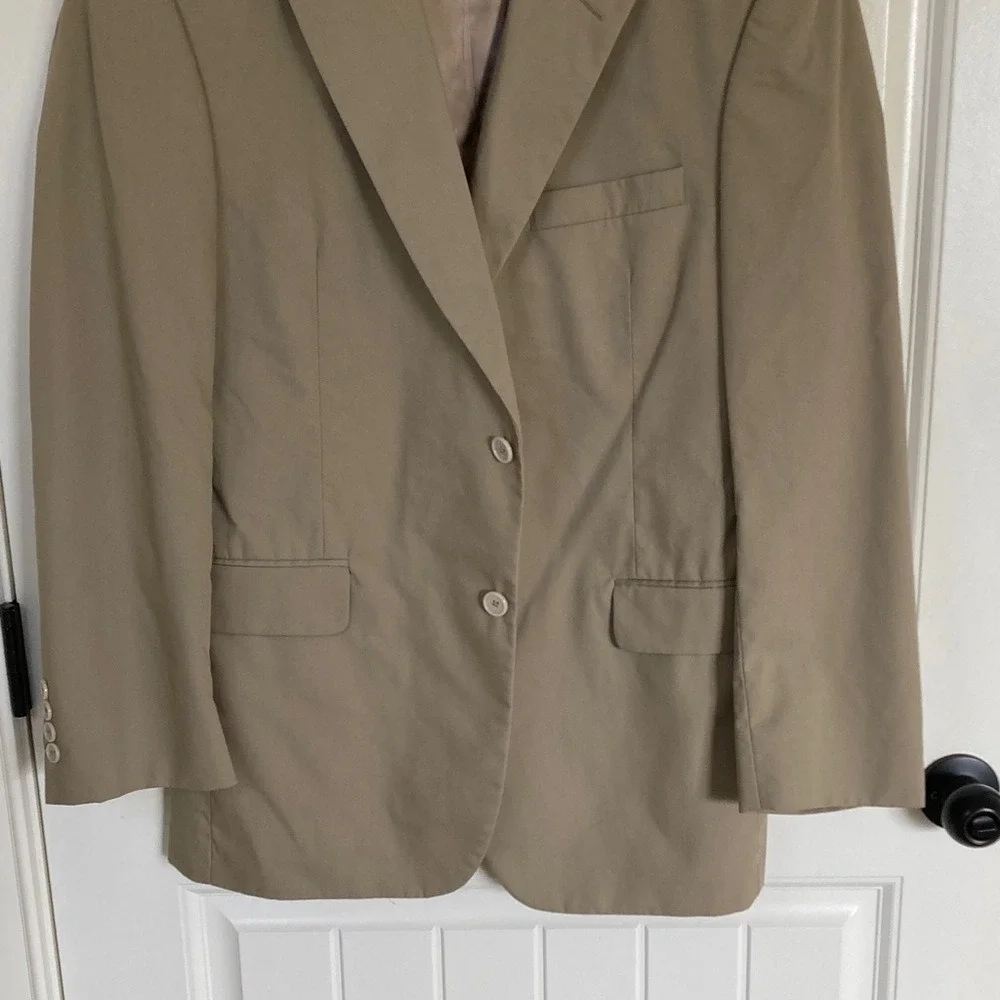 Jos A Bank Mens‎ Classic Tan Cotton Blend 2 Button Blazer Size 42R Office Career
